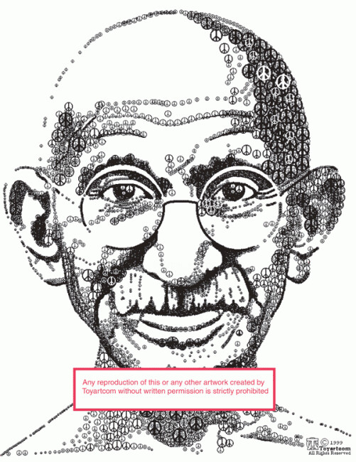 Digital Arts titled "TomArtCom’s Gandhi" by Tom Chavez, Original Artwork