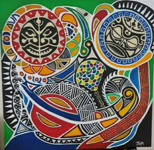 Painting titled "Coloured Maori" by Tom Farang, Original Artwork, Acrylic