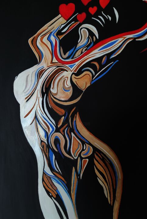 Painting titled "La danseuse" by Tom Farang, Original Artwork, Acrylic Mounted on Wood Stretcher frame