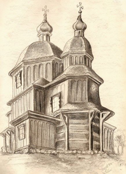 Dibujo titulada "Old church" por Tom68, Obra de arte original, Otro