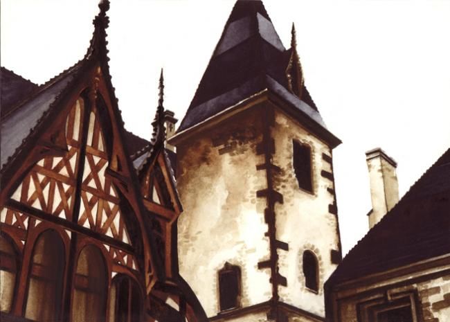 Peinture intitulée "La cité médiévale" par Toma, Œuvre d'art originale