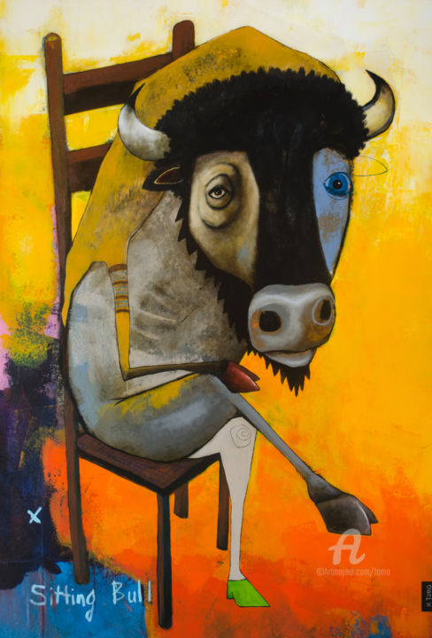 Peinture intitulée "Sitting Bull" par Toma, Œuvre d'art originale, Acrylique