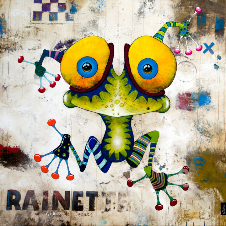 Painting titled "Rainette au Grain d…" by Toma, Original Artwork, Acrylic