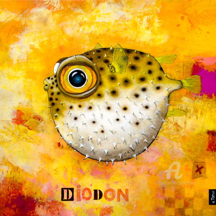 Painting titled "Diodon" by Toma, Original Artwork, Acrylic
