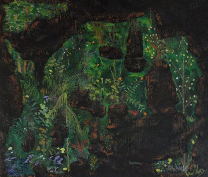 Painting titled "A caverna (The cave)" by Tom Alves, Original Artwork