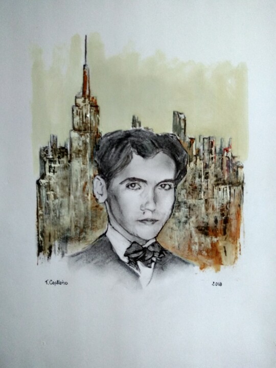 Painting titled "GARCIA LORCA en New…" by Tomás Castaño, Original Artwork, Acrylic