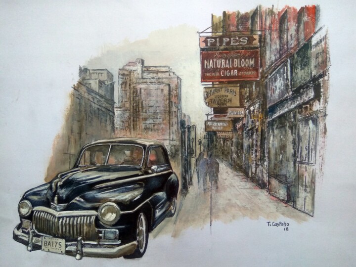 Pintura intitulada "Old Plymouth-Serie…" por Tomás Castaño, Obras de arte originais, Óleo