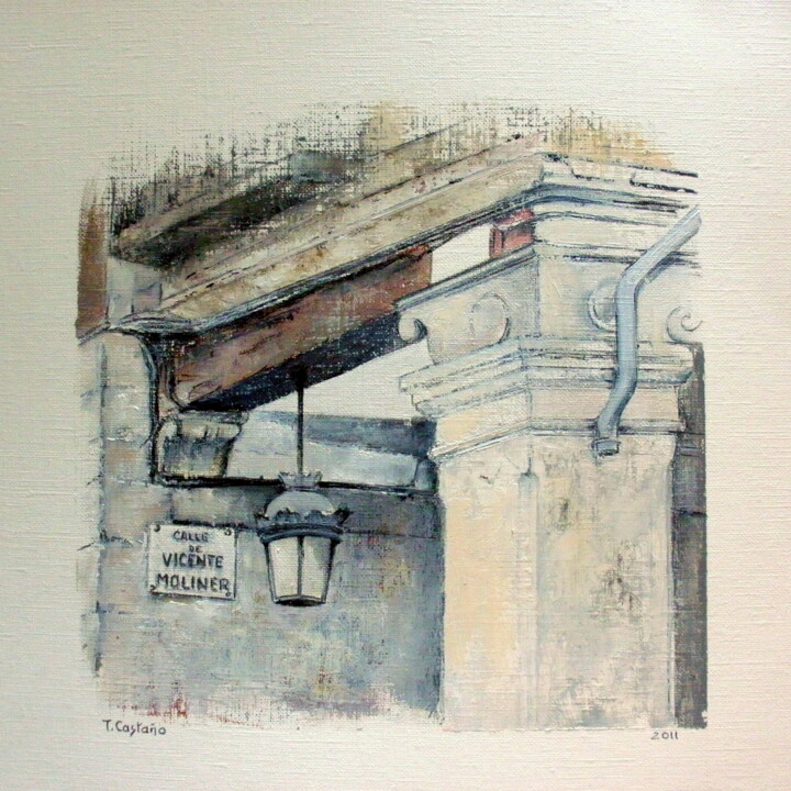 Painting titled "Calle Vicente Molin…" by Tomás Castaño, Original Artwork, Oil