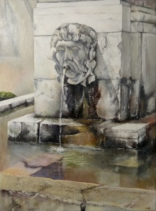 Painting titled "Fuente de San Isido…" by Tomás Castaño, Original Artwork, Oil