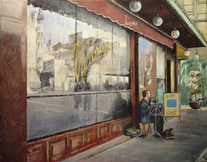 Peinture intitulée "Café Victoria" par Tomás Castaño, Œuvre d'art originale, Huile