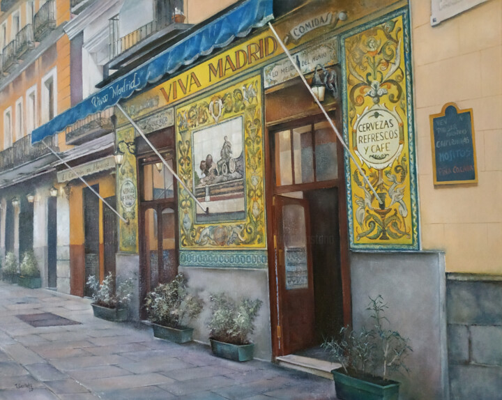 Malerei mit dem Titel "Viva Madrid" von Tomás Castaño, Original-Kunstwerk, Öl
