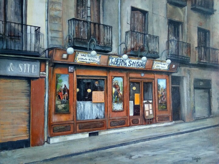 Pintura titulada "Taberna San Isidro-…" por Tomás Castaño, Obra de arte original, Oleo