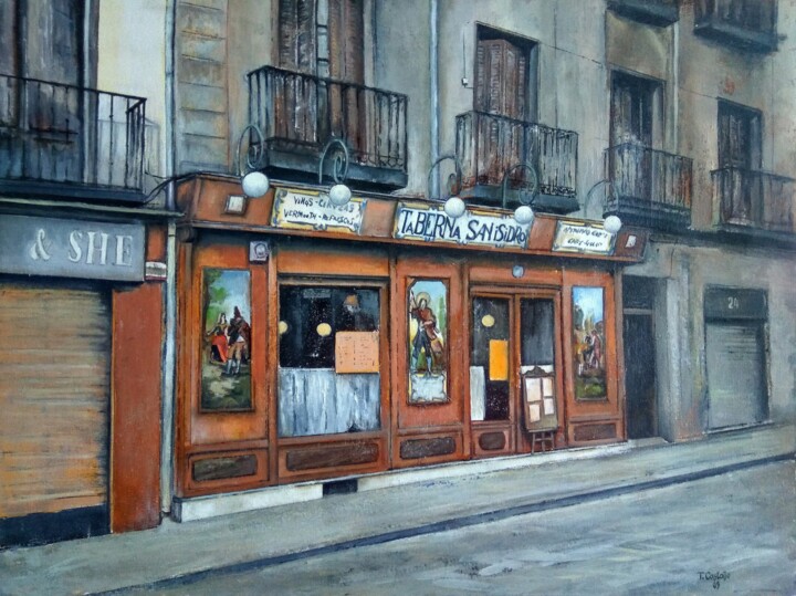 Painting titled "Taberna San Isidro-…" by Tomás Castaño, Original Artwork, Oil