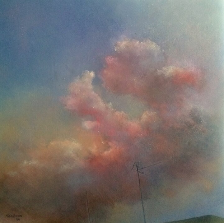 Painting titled "Nubes de formacion I" by Tomás Castaño, Original Artwork, Oil