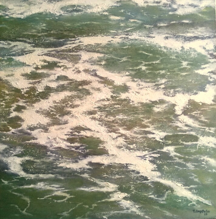 Painting titled "mar en movimiento 1" by Tomás Castaño, Original Artwork, Oil