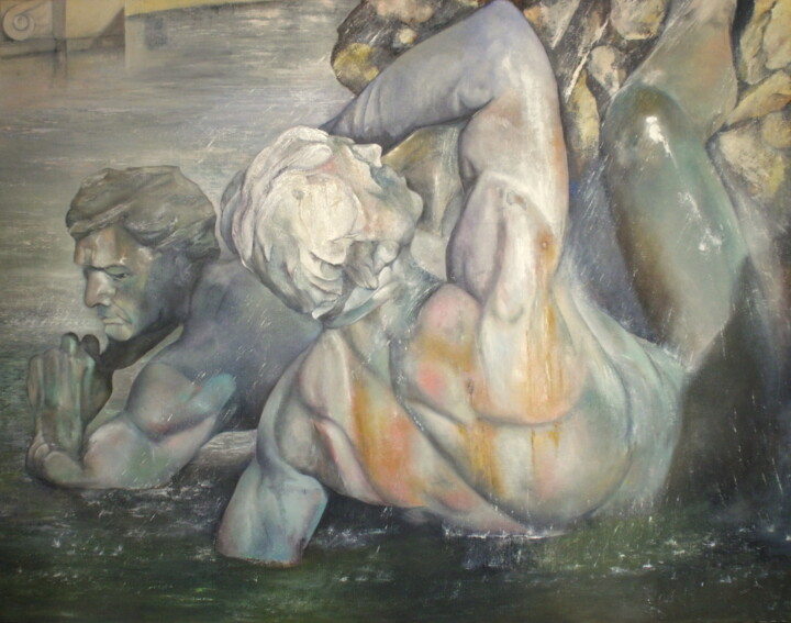 Картина под названием "Fuente de los Giron…" - Tomás Castaño, Подлинное произведение искусства, Масло