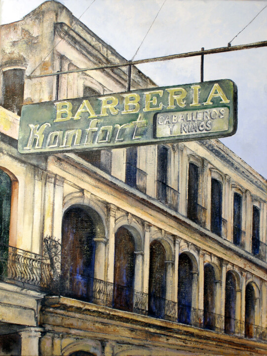 Painting titled "Barbería Konfort- H…" by Tomás Castaño, Original Artwork, Oil