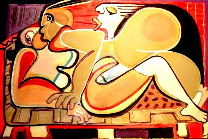 Malerei mit dem Titel "A trio" von Tomás Martin, Original-Kunstwerk, Acryl