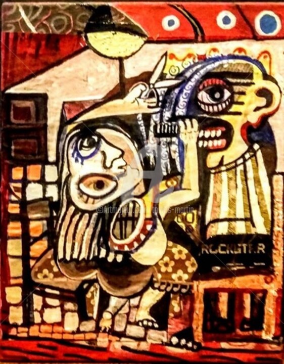 Painting titled "Peluqueria" by Tomás Martin, Original Artwork, Acrylic