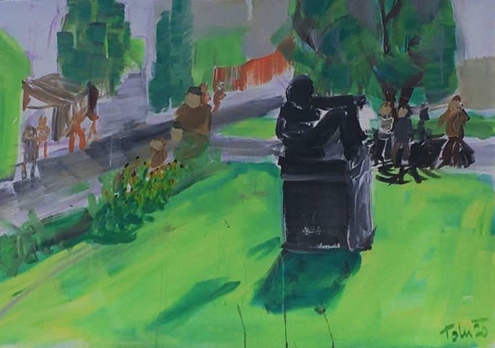 Peinture intitulée "A Day in the Park" par Tomas Mudra, Œuvre d'art originale, Acrylique Monté sur Châssis en bois