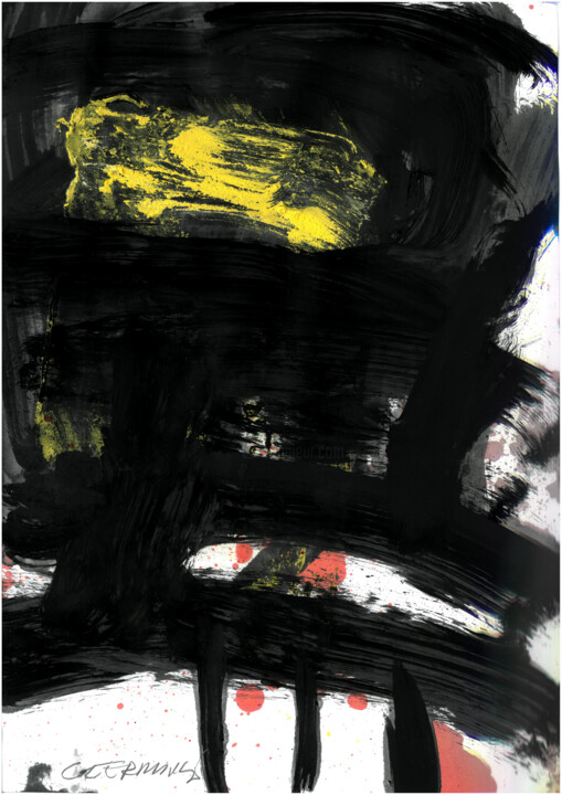 Painting titled "FOOL IN BLACK 1" by Tomasz Czermiński, Original Artwork, Pigments