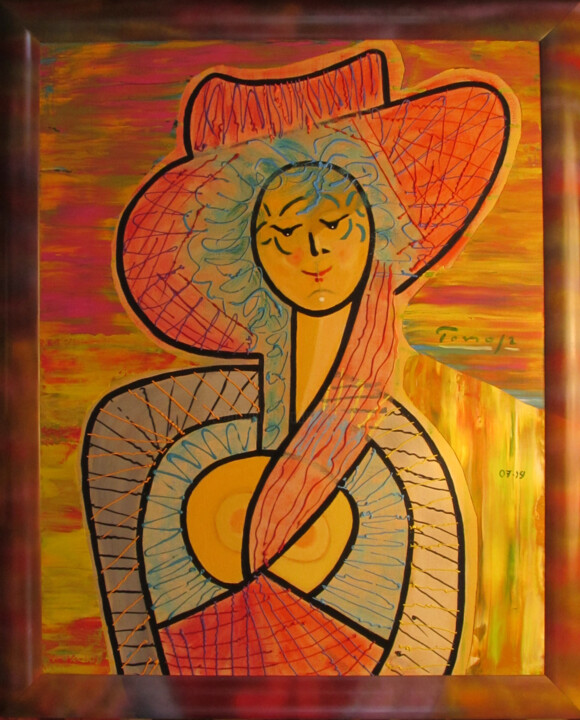 Painting titled "Portrait of a girl…" by Tomasz, Original Artwork, Acrylic