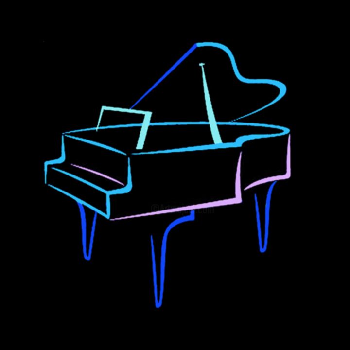 Arts numériques intitulée "Blue Abstract Piano" par Thomas Dans, Œuvre d'art originale, Travail numérique 2D