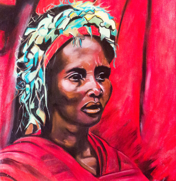 Drawing titled "Rouge" by Maryse Renault, Original Artwork, Pastel