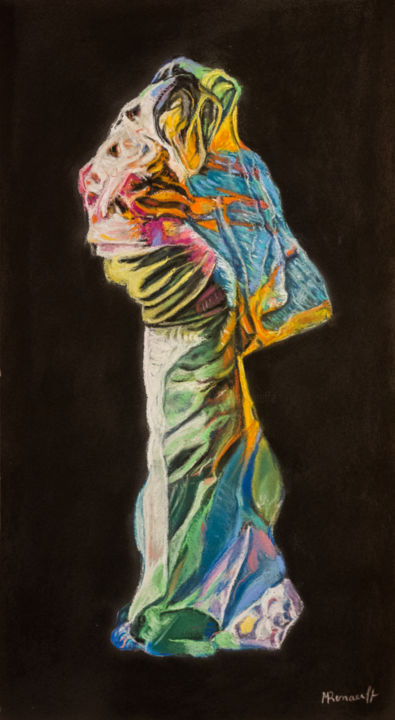 Drawing titled "Etoffe" by Maryse Renault, Original Artwork, Pastel