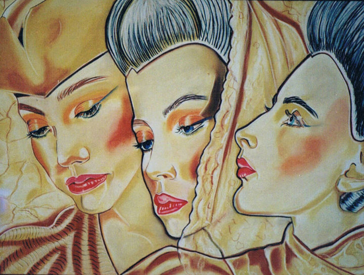 Disegno intitolato "One two three" da Maryse Renault, Opera d'arte originale, Pastello