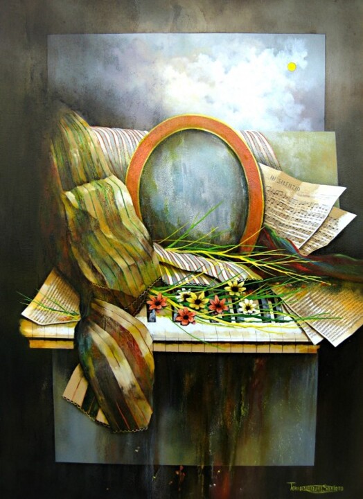 Pittura intitolato "Un pianoforte ... l…" da Tommaso Maurizio Santoro, Opera d'arte originale