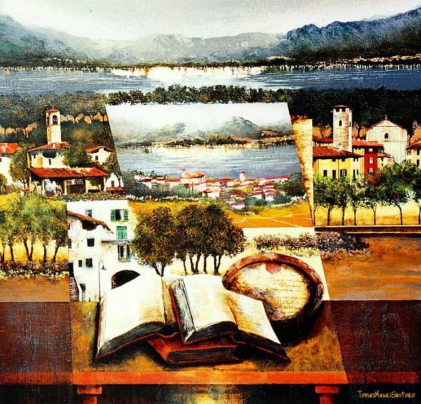 Pintura intitulada "Pisogne ... pagine…" por Tommaso Maurizio Santoro, Obras de arte originais