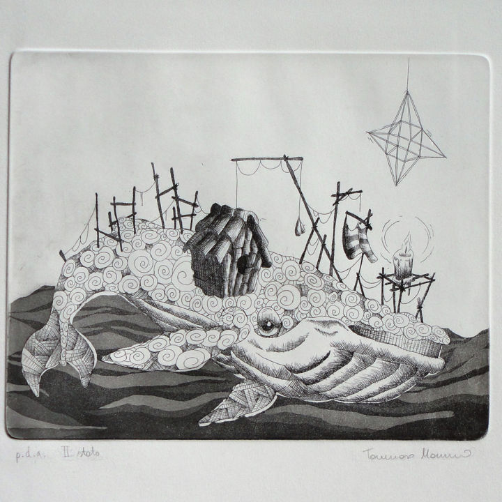 Incisioni, stampe intitolato "stella polare" da Mono_graff, Opera d'arte originale, Acquaforte