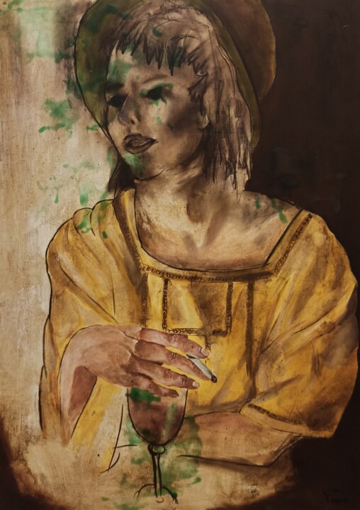Pittura intitolato "L'assenzio" da Tommaso Pensa, Opera d'arte originale, Acrilico Montato su Pannello di legno