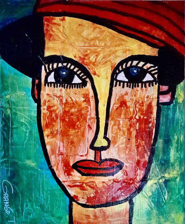 Painting titled "La femme au chapeau" by Tomx, Original Artwork, Acrylic