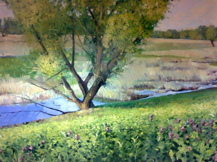Painting titled "Landscape" by Tomo Hrgota, Original Artwork, Oil