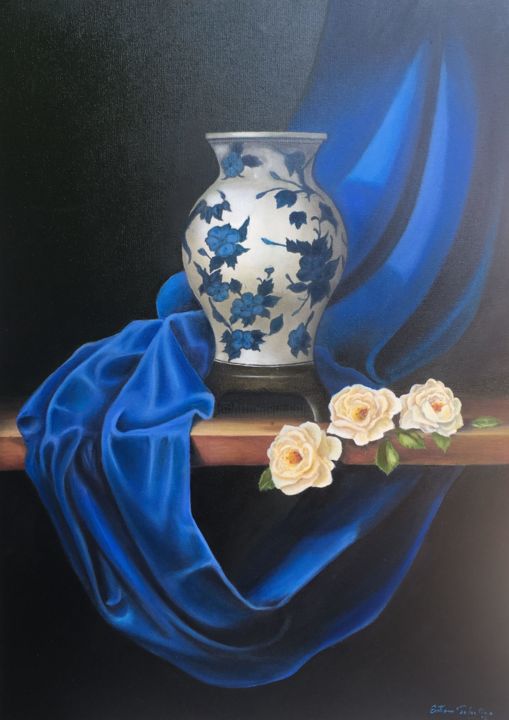 Malarstwo zatytułowany „Chinese vase” autorstwa Everton Tolentino, Oryginalna praca, Olej