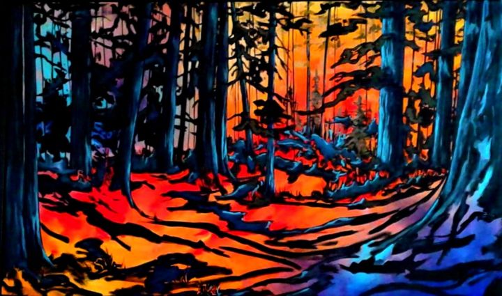 Painting titled "Forest Light" by Tom Steele, Original Art, Acrylic