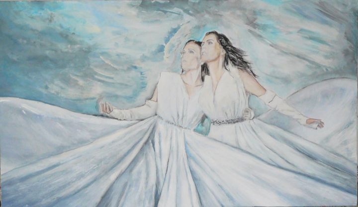 Painting titled "Tarja & Sharon" by Tom Vincenec, Original Artwork, Tempera