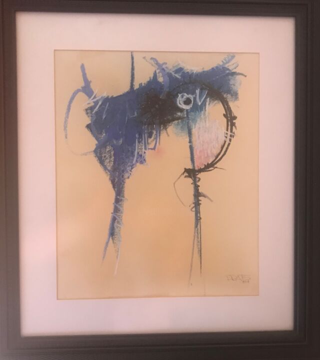 Painting titled "Mirar es un Pensami…" by Tone Cordero, Original Artwork, Pastel Mounted on Wood Stretcher frame