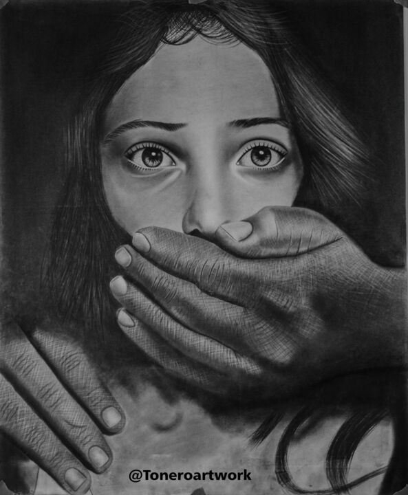 Drawing titled "THE UNEXPECTED" by Toneroartwork Anthony Edem, Original Artwork, Charcoal