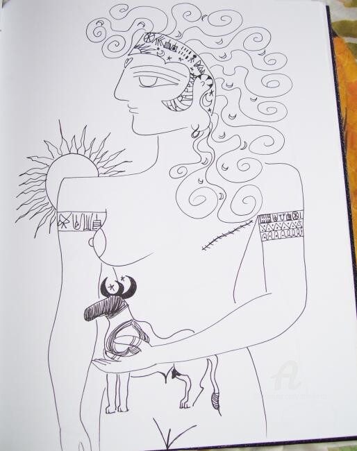 图画 标题为“Harappan Priestess” 由Toni Barca, 原创艺术品