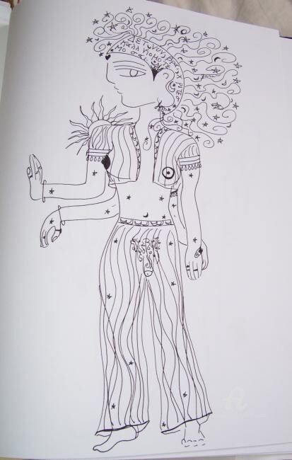 Drawing titled "Deva Walked Among Us" by Toni Barca, Original Artwork