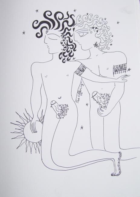 Drawing titled "Offering to God" by Toni Barca, Original Artwork