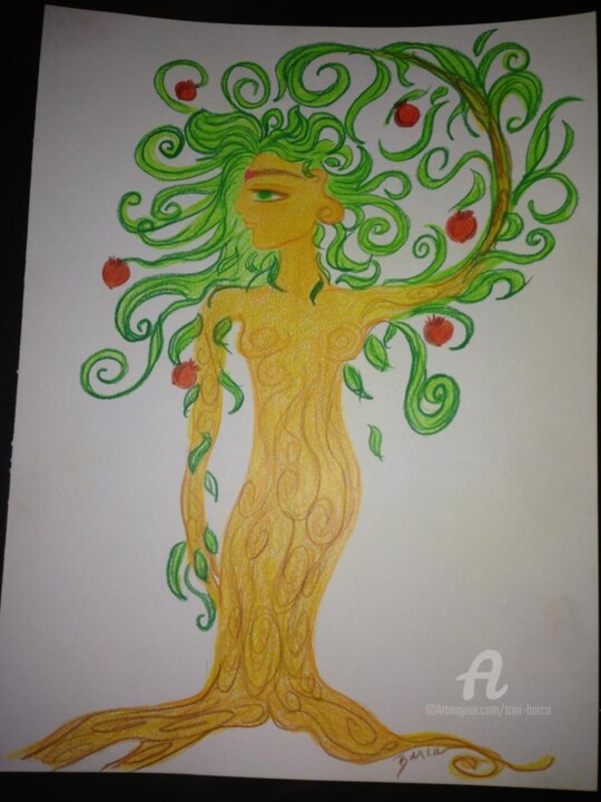 图画 标题为“pomegranate tree AK…” 由Toni Barca, 原创艺术品