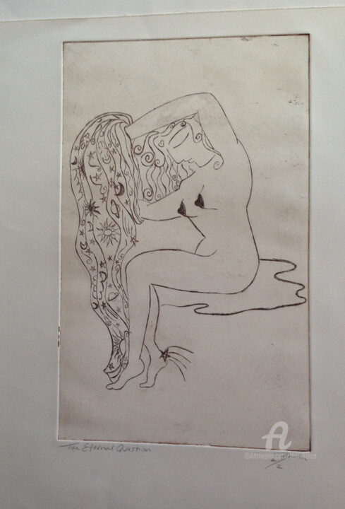 Drawing titled "THE ETERNAL QUESTION" by Toni Barca, Original Artwork