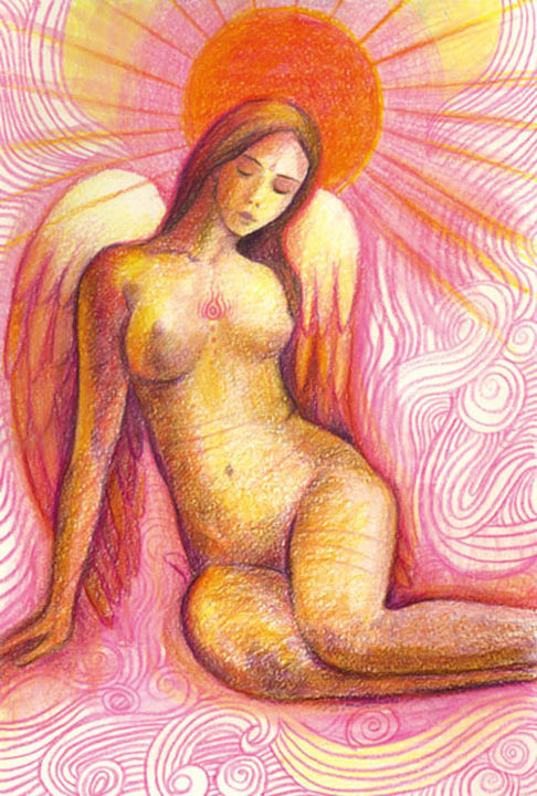 Painting titled "Solar Angel" by Toni Carmine Salerno, Original Artwork, Watercolor