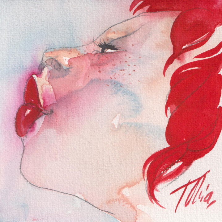Zeichnungen mit dem Titel "Besucona" von Tonia R. Alvarez, Original-Kunstwerk, Aquarell