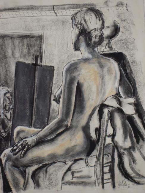 Tekening getiteld "Female Nude #21" door Toni Medford, Origineel Kunstwerk