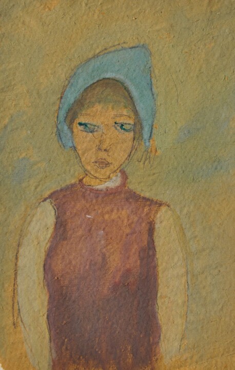 Peinture intitulée "The blue bonnet / L…" par Tonino Gottarelli, Œuvre d'art originale, Tempera